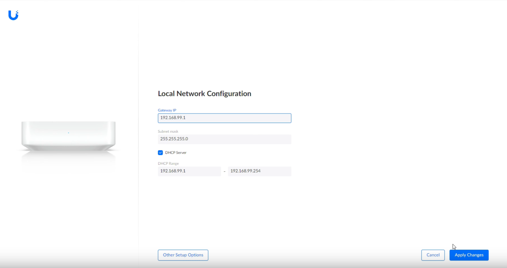 UXG Lite - set up local network