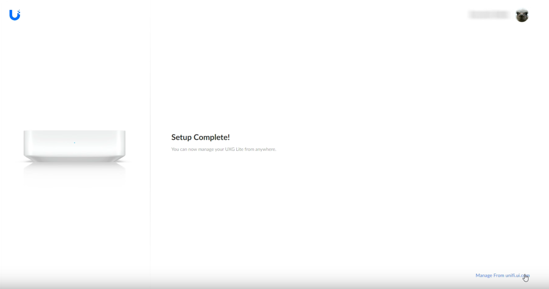 UXG Lite - setup complete