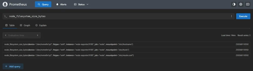 Disks and Mount Points Available to Prometheus