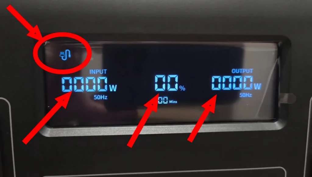 Fossibot F2400 error display showing zero percent battery charge